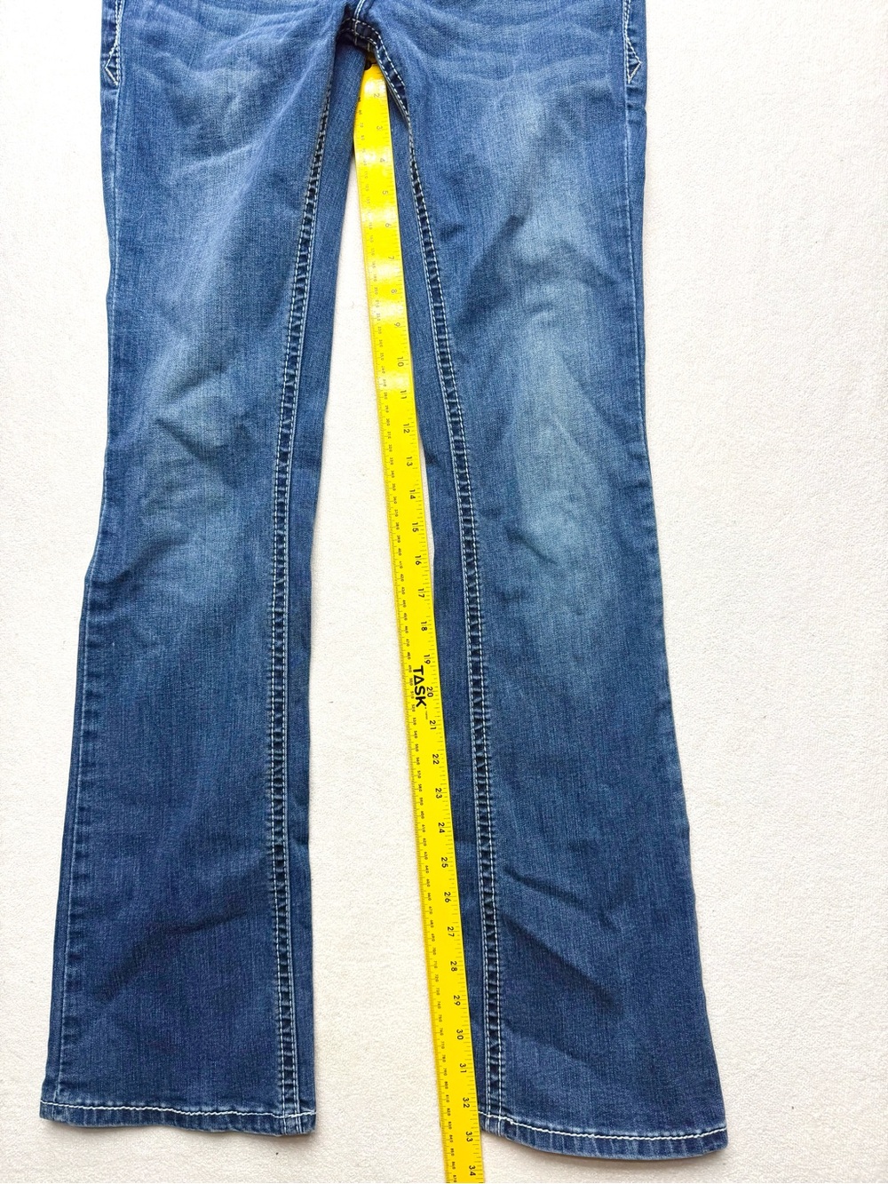 Grace in LA Medium Blue Bootcut Jeans with Beaded Pocket Accents - Picture 8 of 10